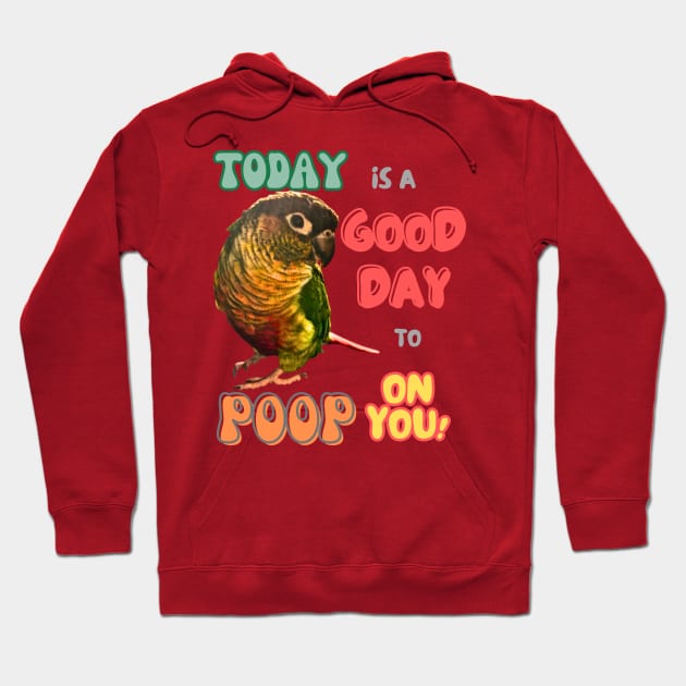 Green Cheek Conure Bird, Small Parrot, Parakeet, Today is a good day to poop on you Hoodie by TatianaLG